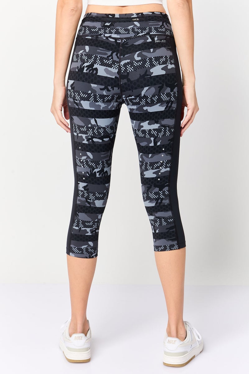 Nike Women Dri Fit Camouflage Running Capri Leggings, Multicolor - Image 3